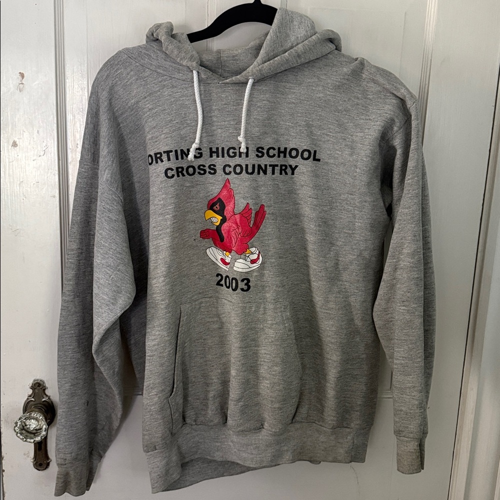 Vintage cross country Hanes Gray ComfortBlend Hoodie with front pockets